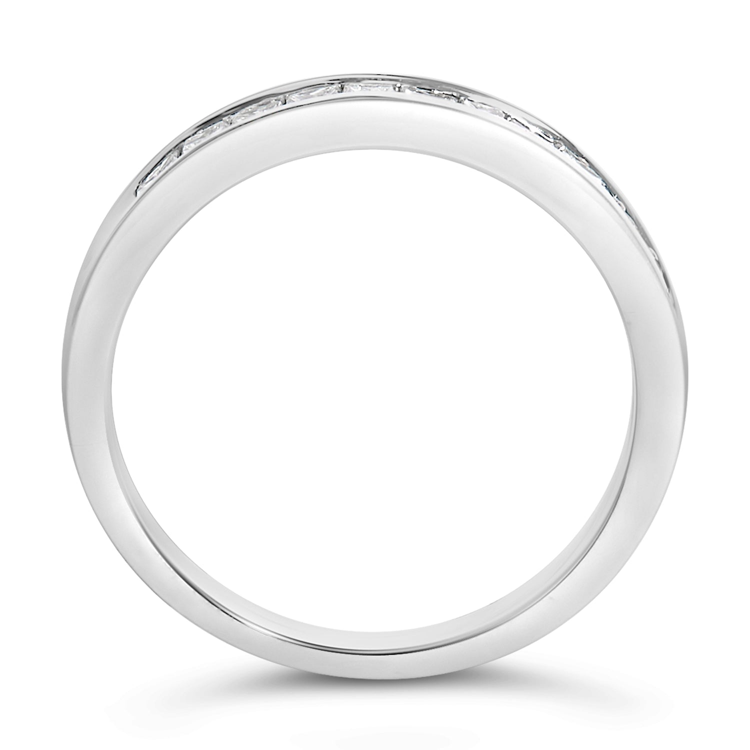 .925 Sterling Silver 1/2 Cttw Princess-Cut Diamond Channel-Set Half-Eternity Wedding or Anniversary Band Ring (H-I Color, I2 Clarity) - Size 6 