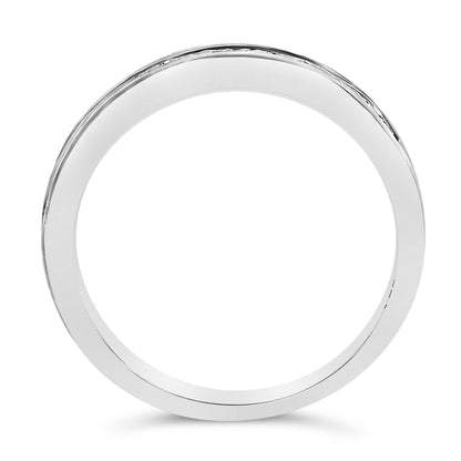 IGI Certified 1/2 Cttw Princess Cut Diamond 18K White Gold Channel Set Half Eternity Style Wedding Band Ring (H-I Color, SI2-I1 Clarity) - Size 4-1/2 by Bids.com