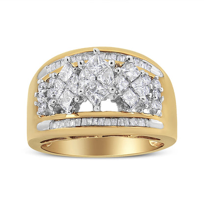 10K Yellow and White Gold 1 1/2 Cttw Pear Shaped 3 Stone Style Diamond Ring Band (H-I Color, SI1-SI2 Clarity) - Ring Size 7 by Bids.com