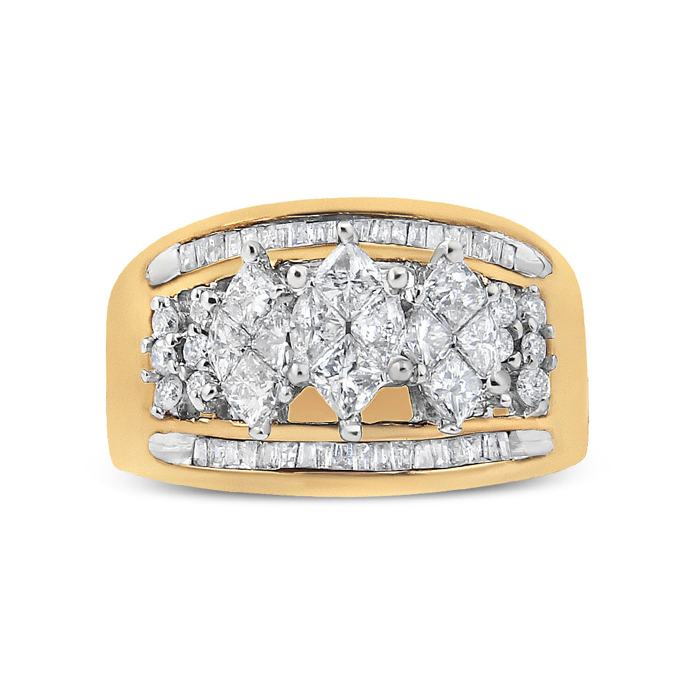 10K Yellow and White Gold 1 1/2 Cttw Pear Shaped 3 Stone Style Diamond Ring Band (H-I Color, SI1-SI2 Clarity) - Ring Size 7 by Bids.com