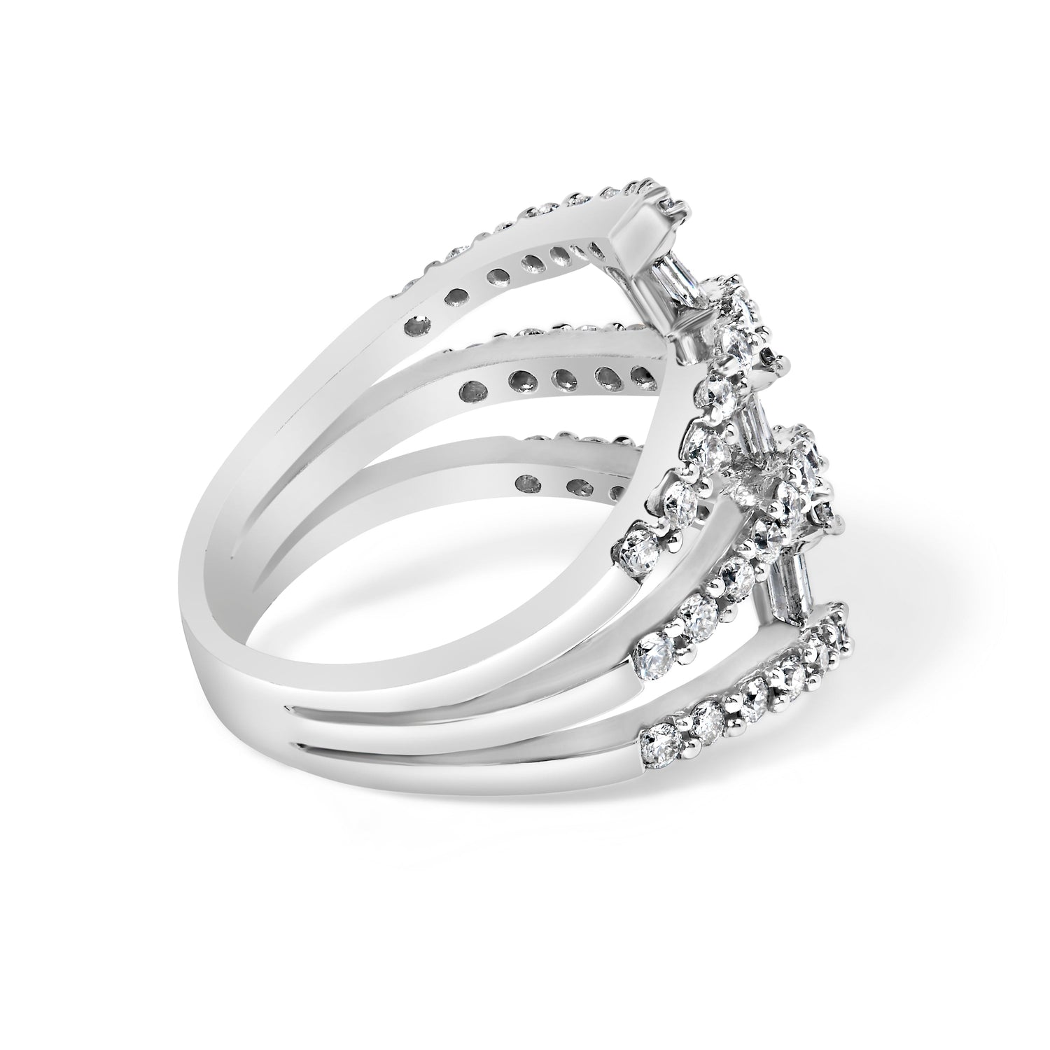 18K White Gold 1 3/4 Cttw Diamond Multi Crossover and Split Shank Cocktail Ring by Bids.com