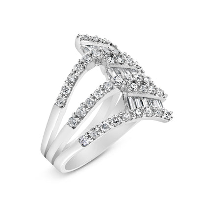 18K White Gold 1 3/4 Cttw Diamond Multi Crossover and Split Shank Cocktail Ring by Bids.com