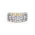 14K Yellow Gold 1.0 Cttw Round and Baguette Diamond Multi-Row Band Ring  DestGlow