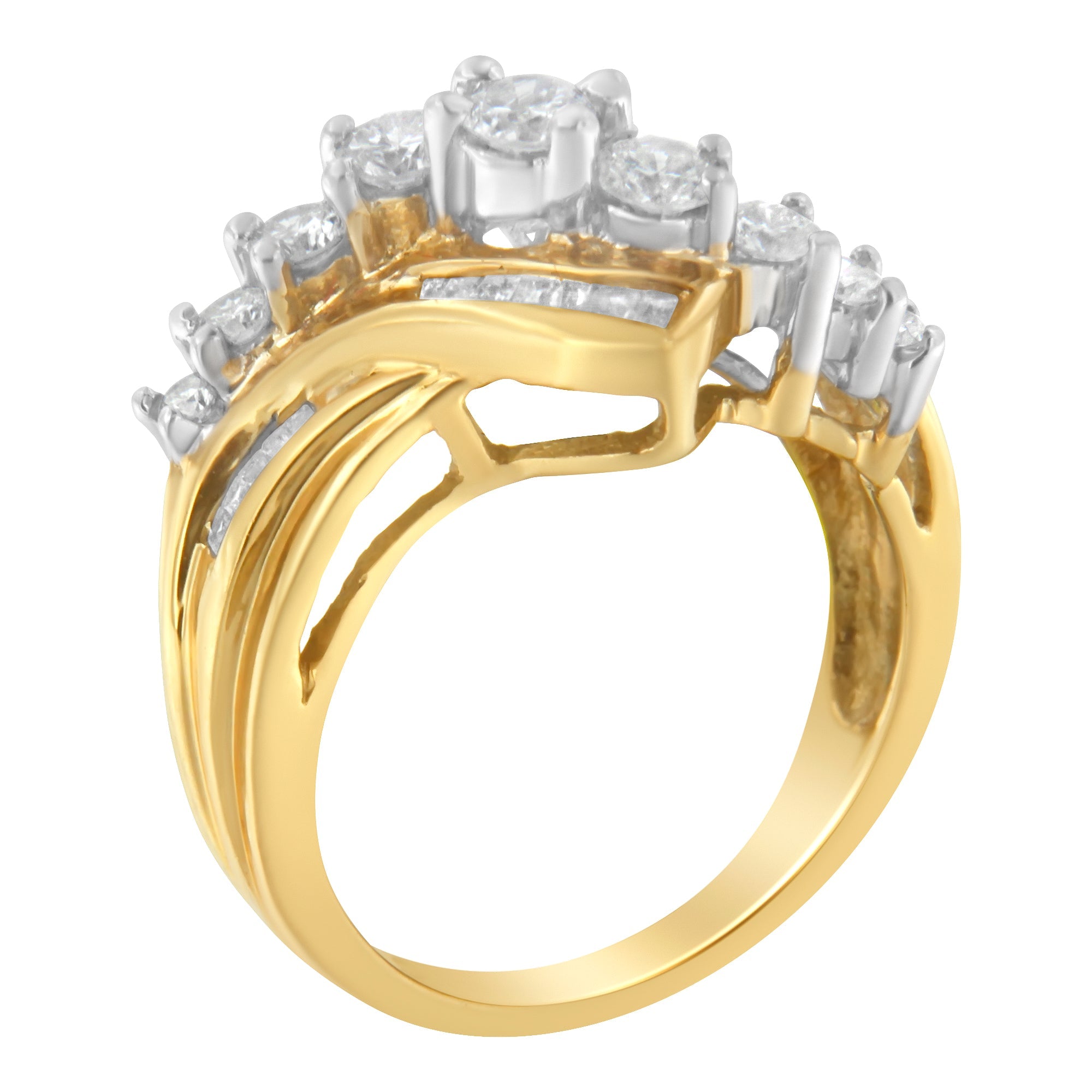 10K Two-Toned Diamond Bypass Ring (1 Cttw, H-I Color, SI2-I1 Clarity) - Size 6-1/2 by Bids.com
