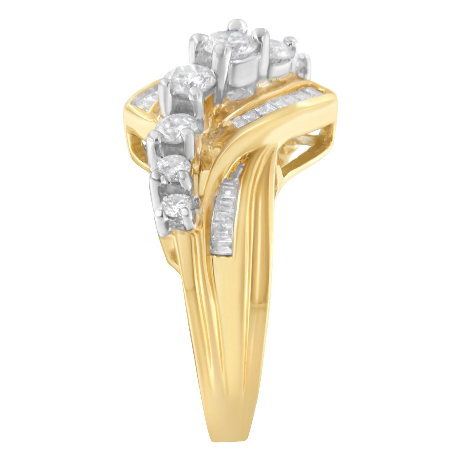 10K Two-Toned Diamond Bypass Ring (1 Cttw, H-I Color, SI2-I1 Clarity) - Size 6-1/2 by Bids.com