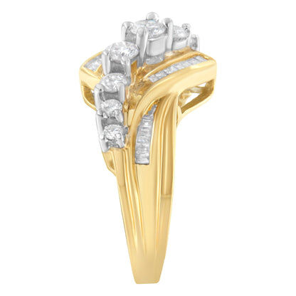 10K Two-Toned Diamond Bypass Ring (1 Cttw, H-I Color, SI2-I1 Clarity) - Size 6-1/2 by Bids.com