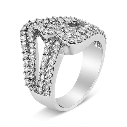 14K White Gold 1 1/2 Cttw Diamond Open Double Heart Bypass Ring Band (H-I Color, VS1-VS2 Clarity) - Ring Size 7 by Bids.com