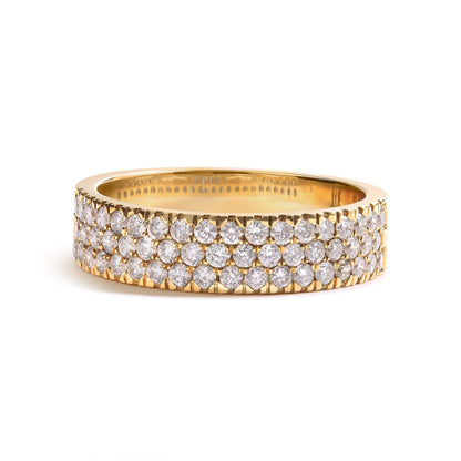 14K Yellow Gold Pave Set 3/4 cttw Multi Row Diamond Band Ring  (H-I Color, SI2-I1 Clarity) - Size 7  DestGlow