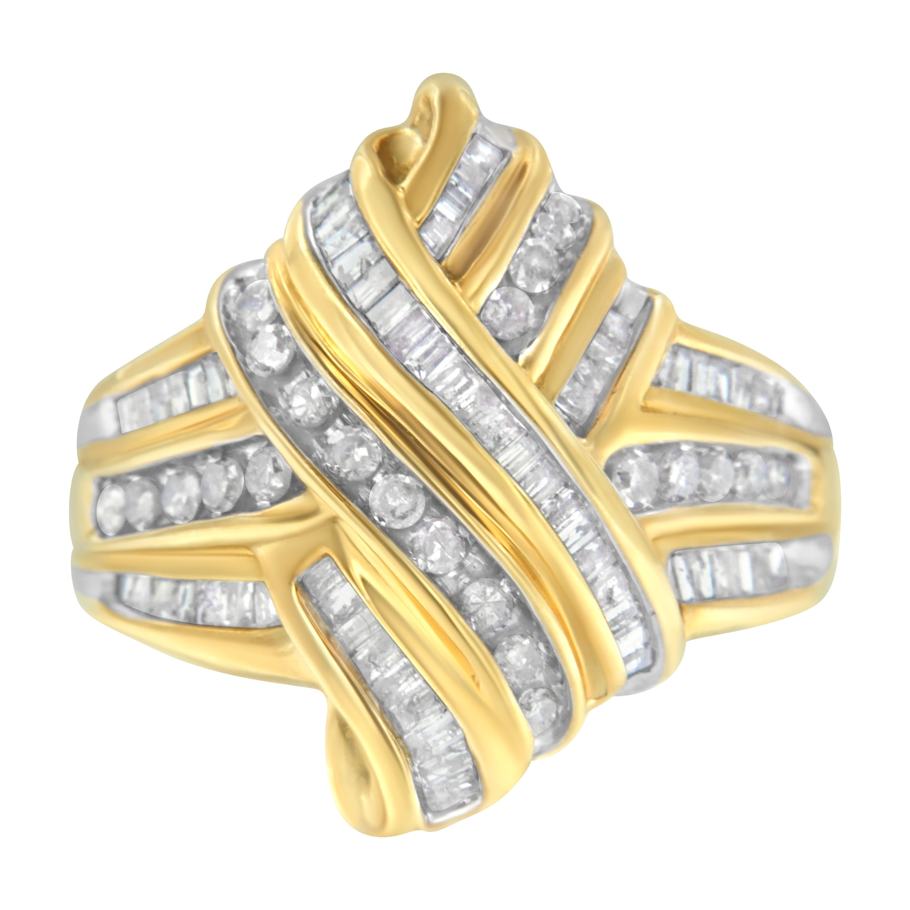 10K Yellow Gold Diamond Bypass Ring (1.0 cttw, H-I Color, I2-I3 Clarity) by Bids.com