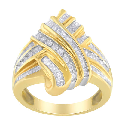 10K Yellow Gold Diamond Bypass Ring (1.0 cttw, H-I Color, I2-I3 Clarity) by Bids.com