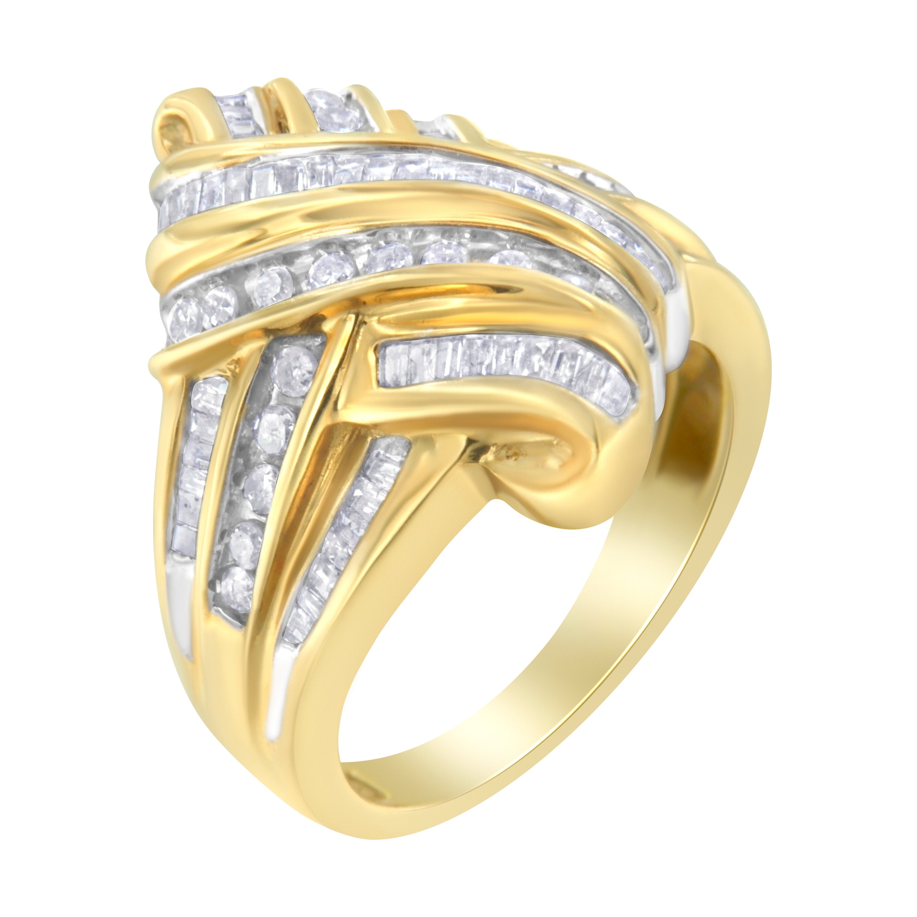 10K Yellow Gold Diamond Bypass Ring (1.0 cttw, H-I Color, I2-I3 Clarity) by Bids.com