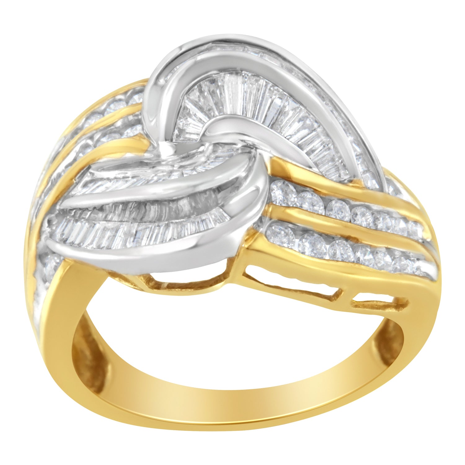 10KT Two-Toned Gold Diamond Bypass Ring (1 cttw, H-I Color, SI1-SI2 Clarity) by Bids.com