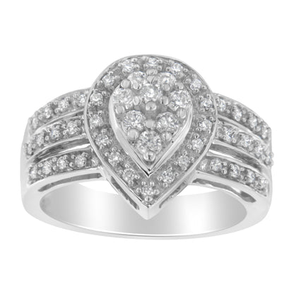 10K White Gold Round Cut Diamond Teardrop Ring (1/2 Cttw, H-I Color, SI2-I1 Clarity) - Size 6-1/2 by Bids.com