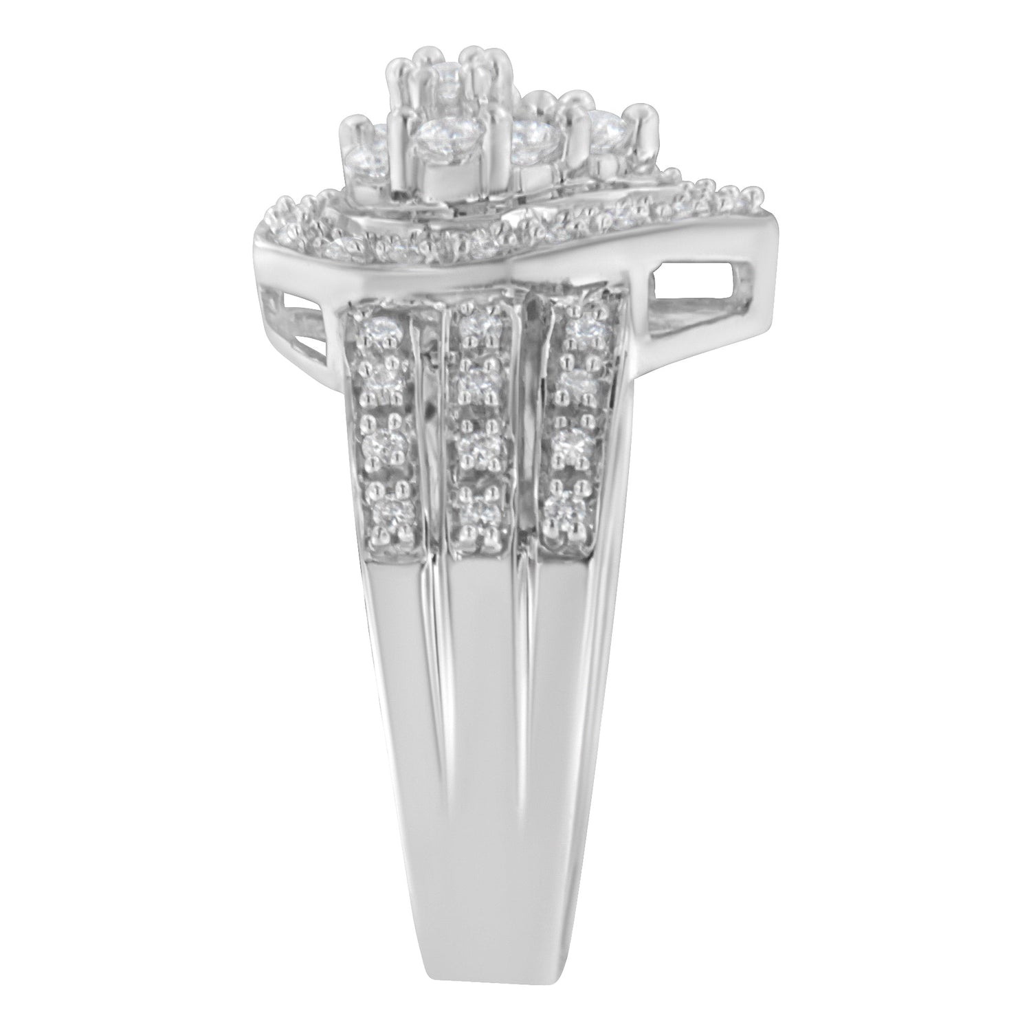 10K White Gold Round Cut Diamond Teardrop Ring (1/2 Cttw, H-I Color, SI2-I1 Clarity) - Size 6-1/2 by Bids.com