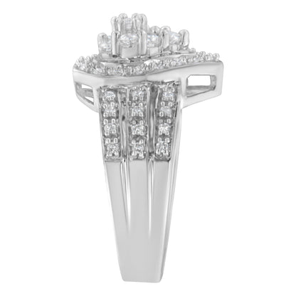 10K White Gold Round Cut Diamond Teardrop Ring (1/2 Cttw, H-I Color, SI2-I1 Clarity) - Size 6-1/2 by Bids.com