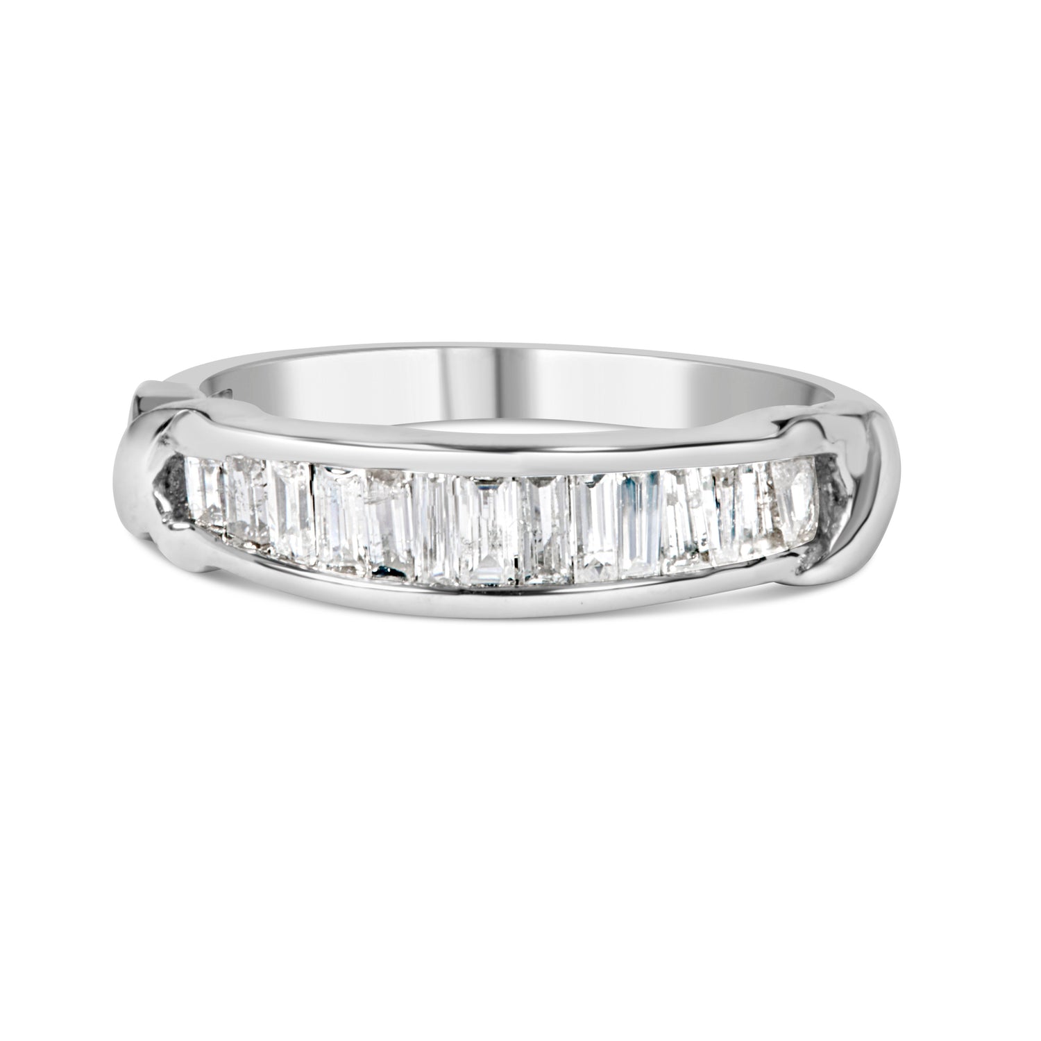 .925 Sterling Silver 1/2 Cttw Baguette Cut Diamond Channel Set X-Station Wedding Ring (H-I Color, I1-I2 Clarity) - Size 6-1/2 by Bids.com