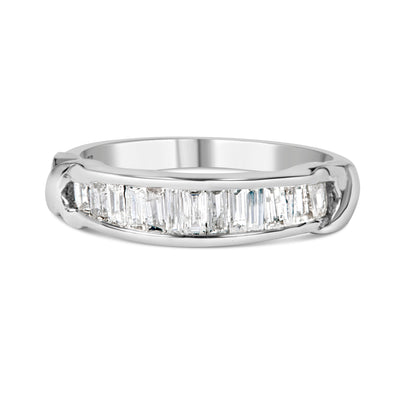 .925 Sterling Silver 1/2 Cttw Baguette Cut Diamond Channel Set X-Station Wedding Ring (H-I Color, I1-I2 Clarity) - Size 6-1/2 by Bids.com