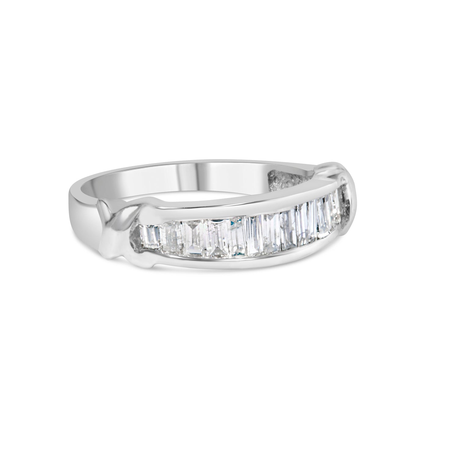 .925 Sterling Silver 1/2 Cttw Baguette Cut Diamond Channel Set X-Station Wedding Ring (H-I Color, I1-I2 Clarity) - Size 6-1/2 by Bids.com