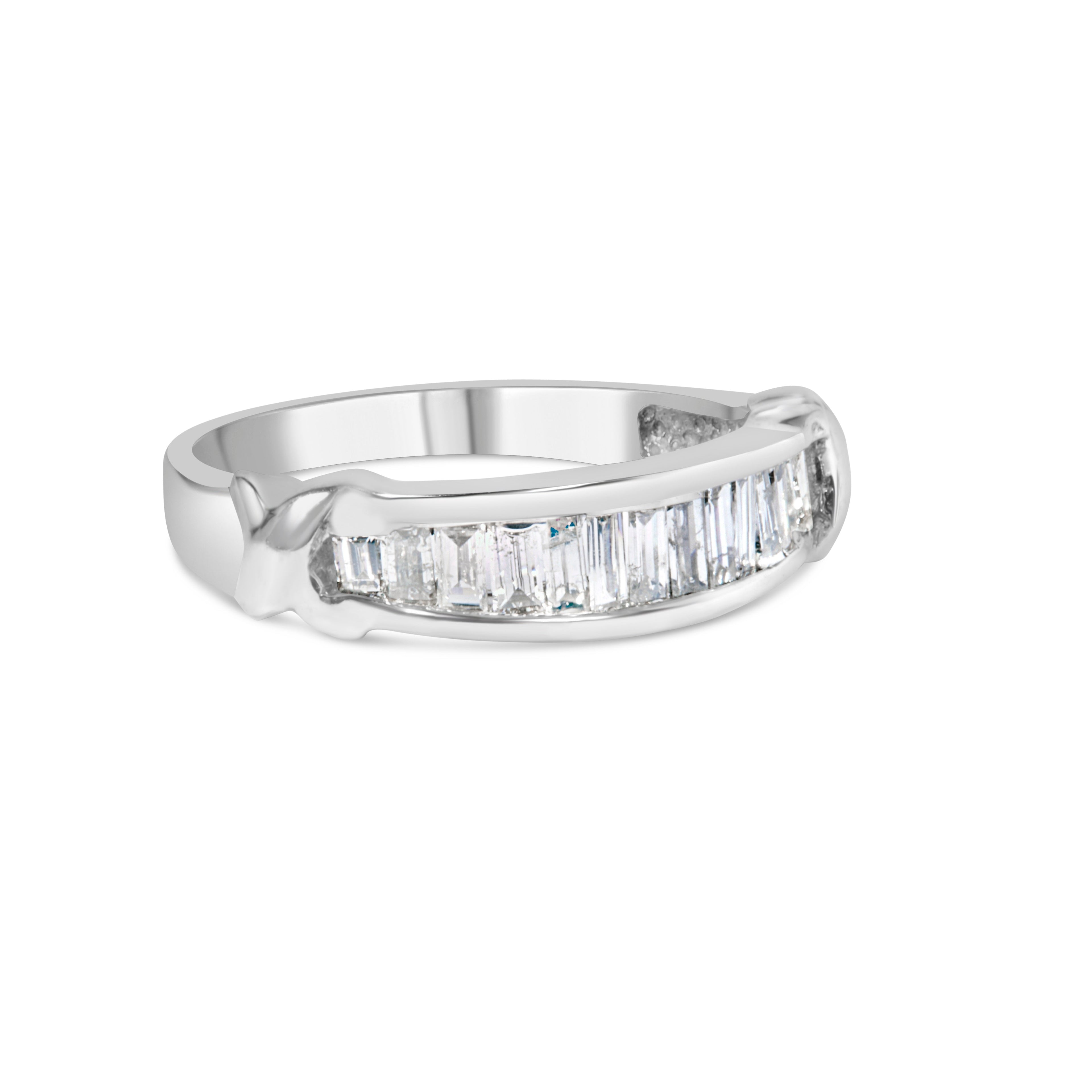 .925 Sterling Silver 1/2 Cttw Baguette Cut Diamond Channel Set X-Station Wedding Ring (H-I Color, I1-I2 Clarity) - Size 6-1/2 by Bids.com
