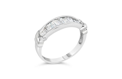 .925 Sterling Silver 1/2 Cttw Baguette Cut Diamond Channel Set X-Station Wedding Ring (H-I Color, I1-I2 Clarity) - Size 6-1/2 by Bids.com
