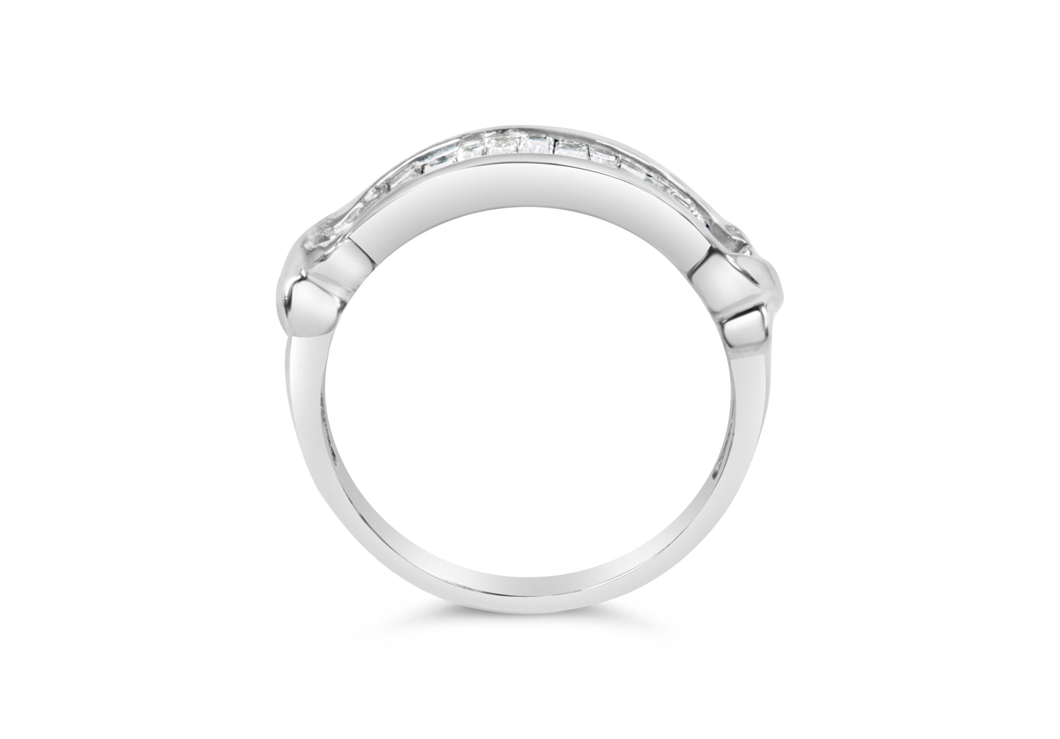 .925 Sterling Silver 1/2 Cttw Baguette Cut Diamond Channel Set X-Station Wedding Ring (H-I Color, I1-I2 Clarity) - Size 6-1/2 by Bids.com