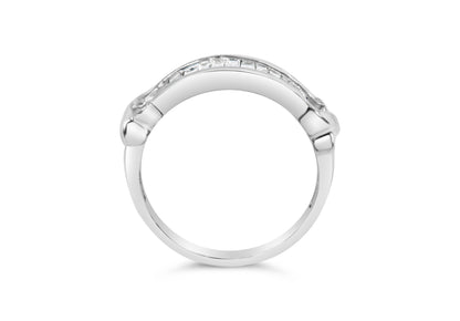 .925 Sterling Silver 1/2 Cttw Baguette Cut Diamond Channel Set X-Station Wedding Ring (H-I Color, I1-I2 Clarity) - Size 6-1/2 by Bids.com