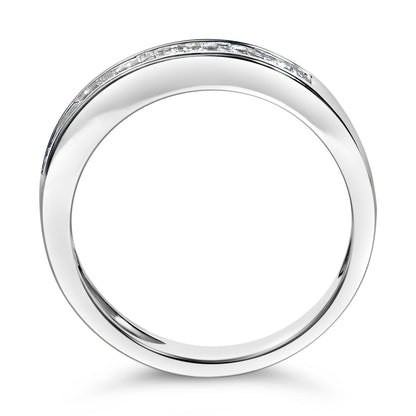 .925 Sterling Silver 1/3 Cttw Baguette Cut Diamond Channel Set Stackable Wedding Ring (H-I Color, I1-I2 Clarity) - Size 6-3/4  DestGlow