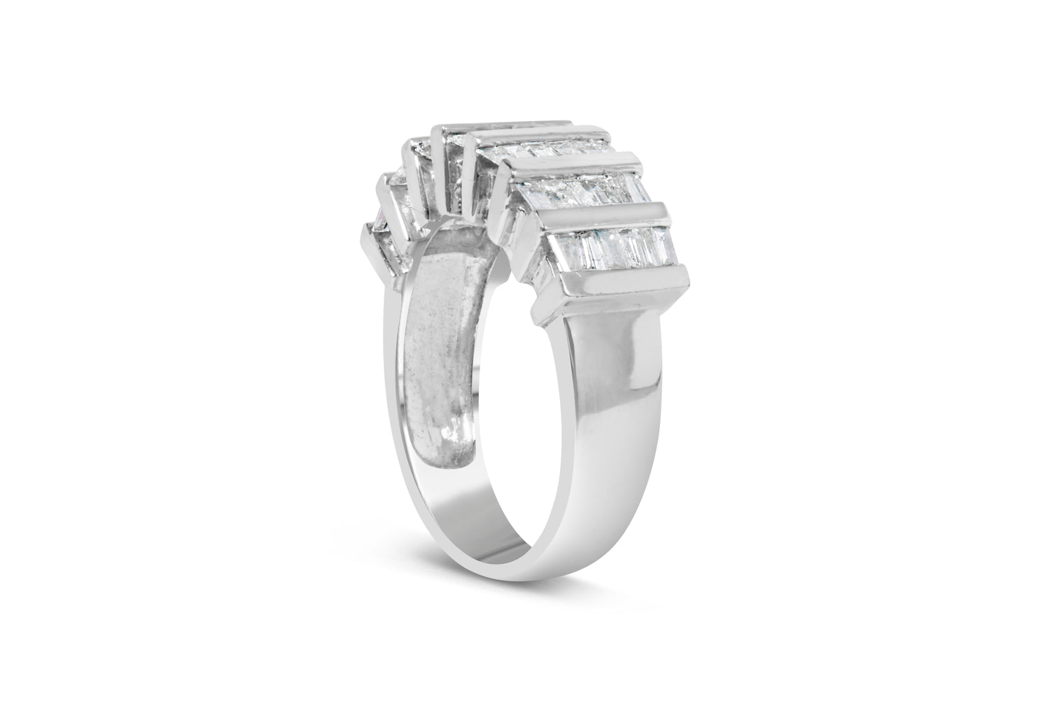 .925 Sterling Silver 1.0 Cttw Baguette Cut Diamond Vertical Channel Fluted Multi-Row Unisex Fashion Wedding Ring (H-I Color, I1-I2 Clarity) - Size 6-3/4 by Bids.com