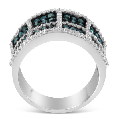 14K White Gold White and Treated Blue Diamond Cocktail Ring (1 1/2 Cttw, H-I Color, I1-I2 Clarity) - Size 6 by Bids.com