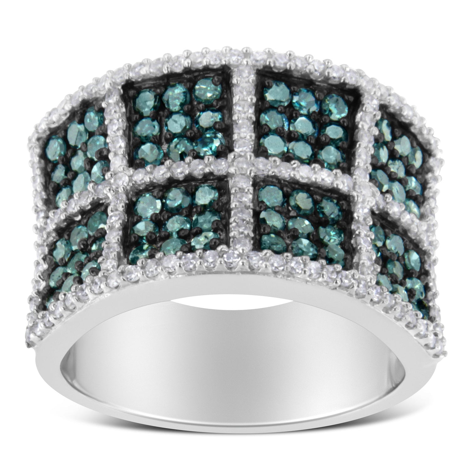 14K White Gold White and Treated Blue Diamond Cocktail Ring (1 1/2 Cttw, H-I Color, I1-I2 Clarity) - Size 6 by Bids.com