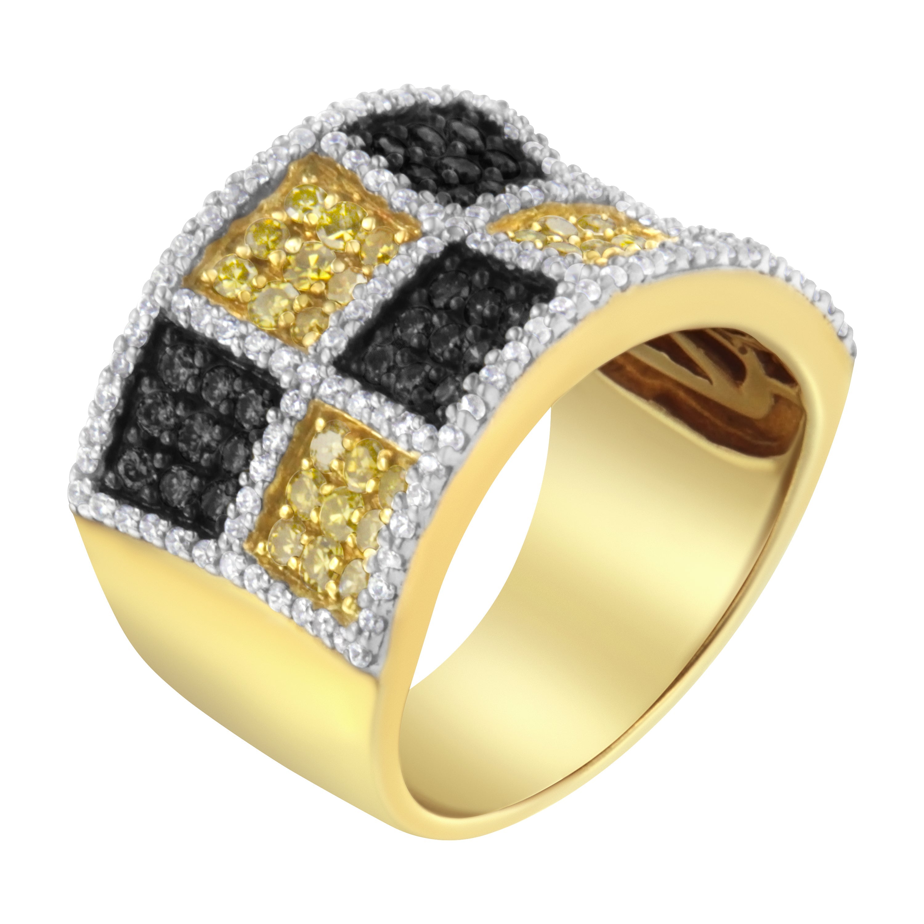 14KT Yellow Gold Champagne, Yellow and Round Diamond Band Ring (1 1/2 cttw, H-I Color, I1-I2 Clarity) by Bids.com
