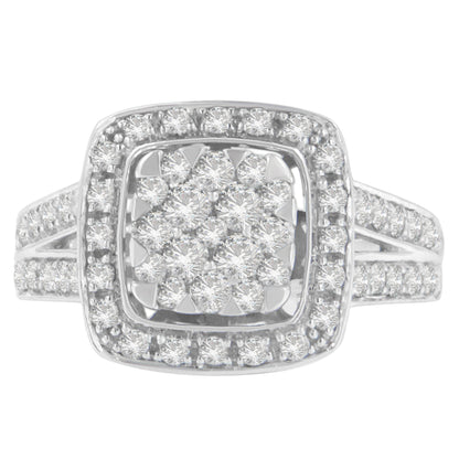 10K White Gold Diamond Cluster Ring (1 Cttw, H-I Color, SI2-I1 Clarity) - Size 6-1/2 by Bids.com