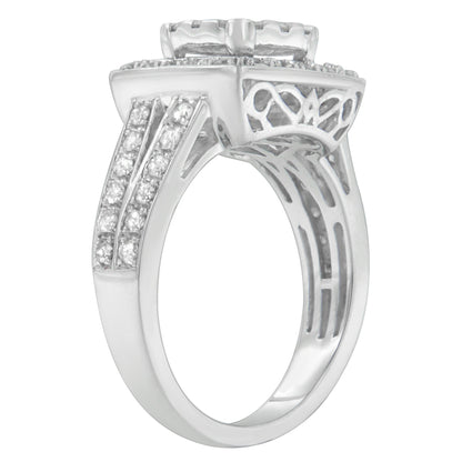 10K White Gold Diamond Cluster Ring (1 Cttw, H-I Color, SI2-I1 Clarity) - Size 6-1/2 by Bids.com