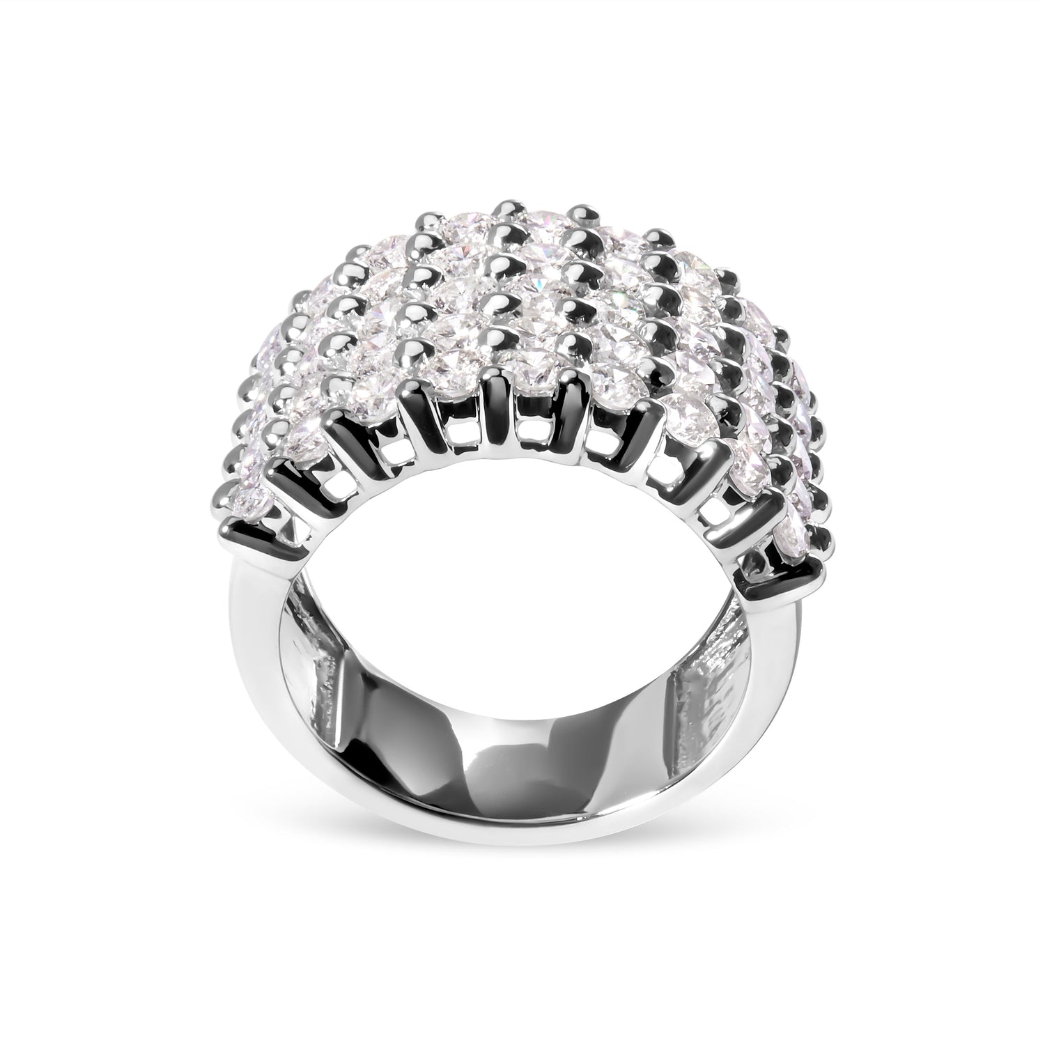 14k White Gold 4.0 Cttw Diamond 5 Row Ring Band (I-J Color, I1-I2 Clarity) - Ring Size 7 by Bids.com