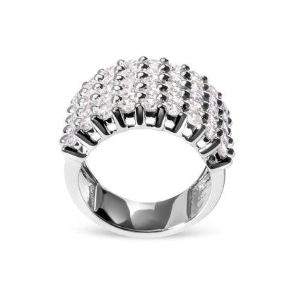 14k White Gold 4.0 Cttw Diamond 5 Row Ring Band (I-J Color, I1-I2 Clarity) - Ring Size 7 by Bids.com