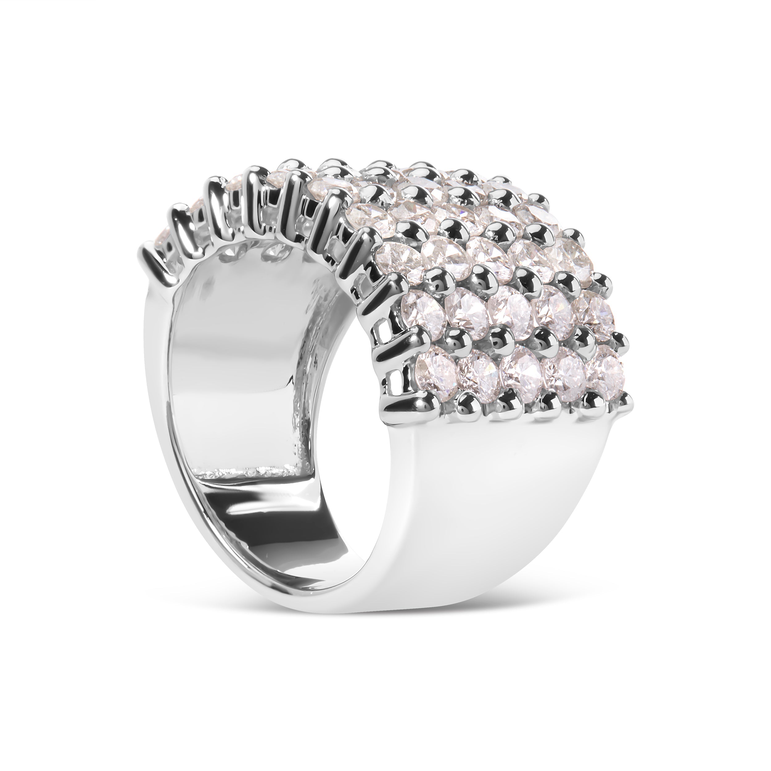 14k White Gold 4.0 Cttw Diamond 5 Row Ring Band (I-J Color, I1-I2 Clarity) - Ring Size 7 by Bids.com