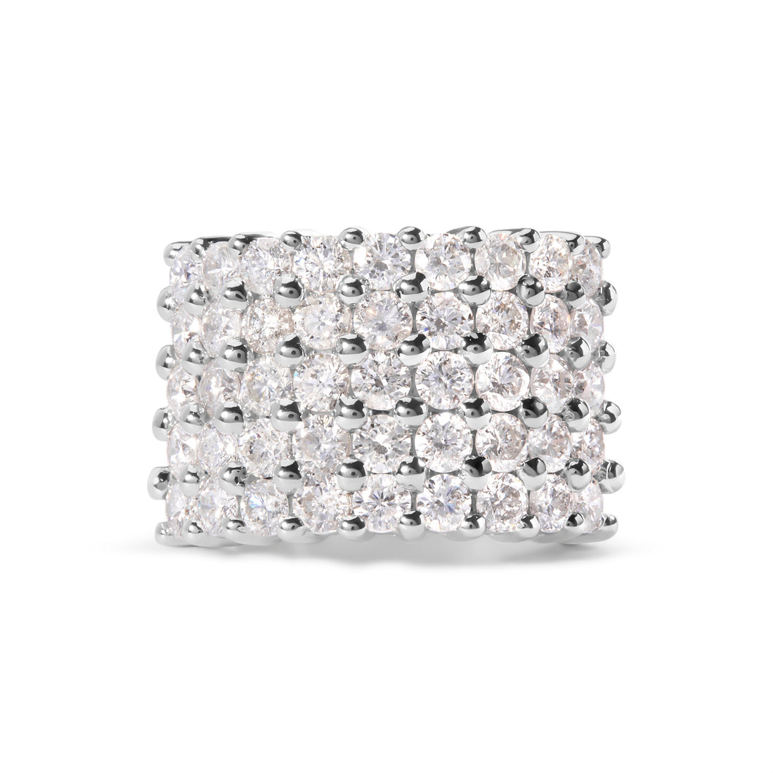 14k White Gold 4.0 Cttw Diamond 5 Row Ring Band (I-J Color, I1-I2 Clarity) - Ring Size 7 by Bids.com