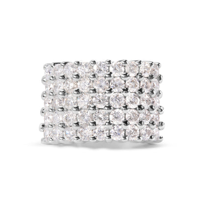 14k White Gold 4.0 Cttw Diamond 5 Row Ring Band (I-J Color, I1-I2 Clarity) - Ring Size 7 by Bids.com