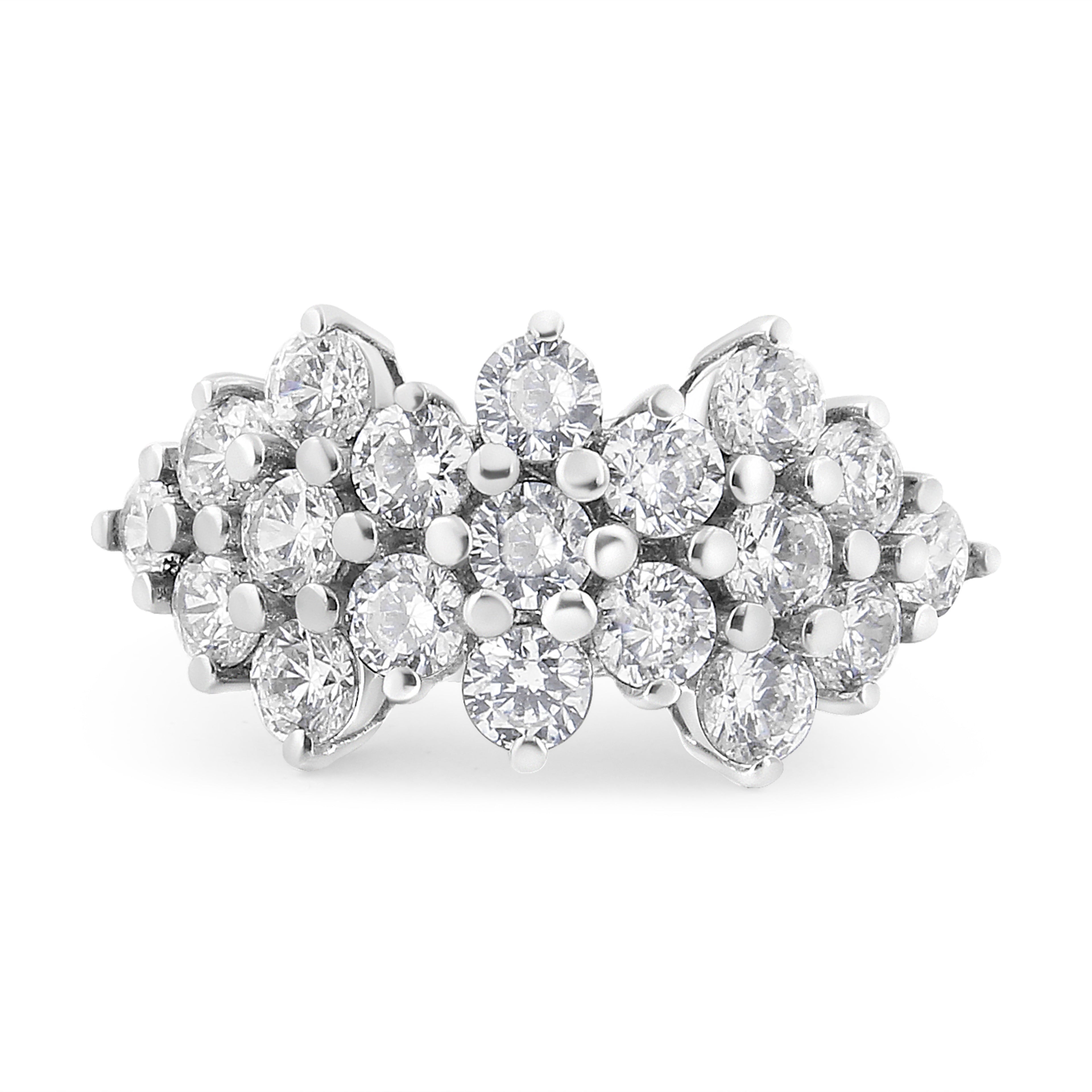 14K White Gold 4.0 Cttw Diamond Multi Row Scatter Band Ring (I-J Color, I1-I2 Clarity) - Size 7 by Bids.com