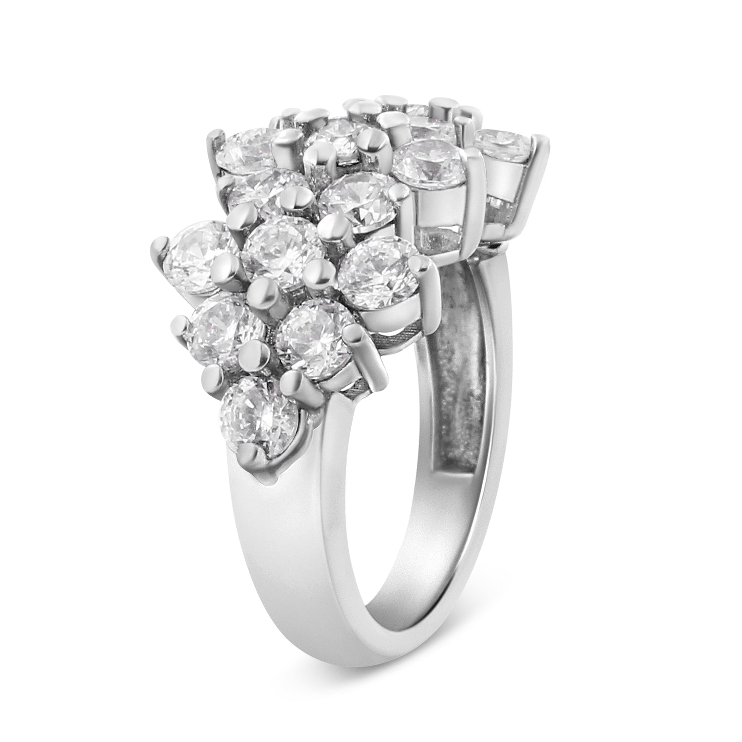 14K White Gold 4.0 Cttw Diamond Multi Row Scatter Band Ring (I-J Color, I1-I2 Clarity) - Size 7 by Bids.com