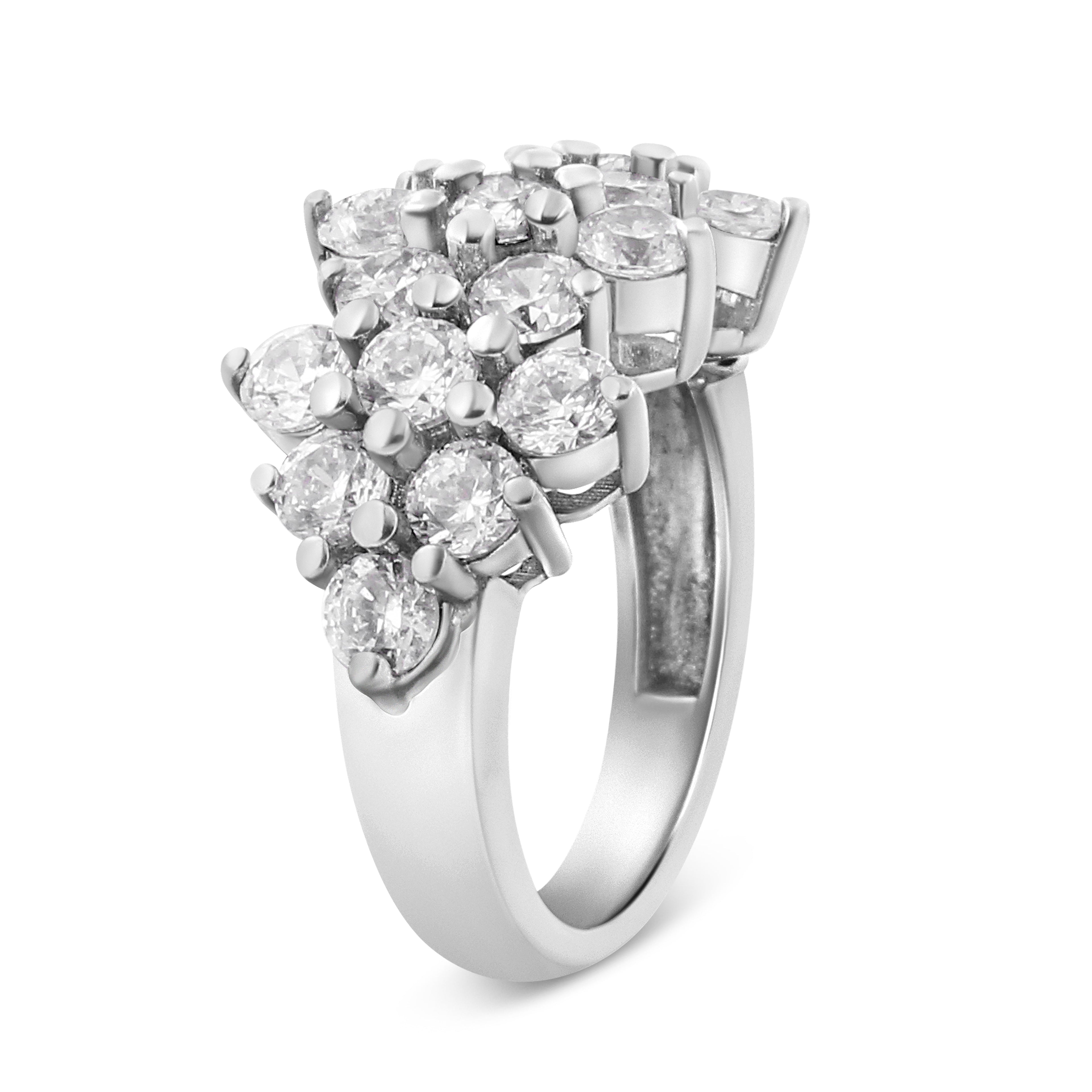 14K White Gold 4.0 Cttw Diamond Multi Row Scatter Band Ring (I-J Color, I1-I2 Clarity) - Size 7 by Bids.com