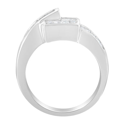 14K White Gold Princess and Baguette-cut Diamond Ring (1 1/3 Cttw, G-H Color, SI2-I1 Clarity) - Size 6-3/4  DestGlow