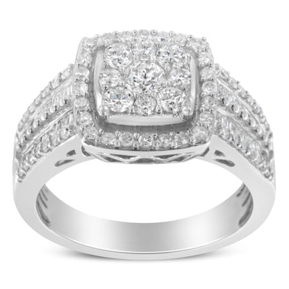 10K White Gold Diamond Cluster Ring (1 Cttw, H-I Color, I1-I2 Clarity) - Size 6-3/4 by Bids.com