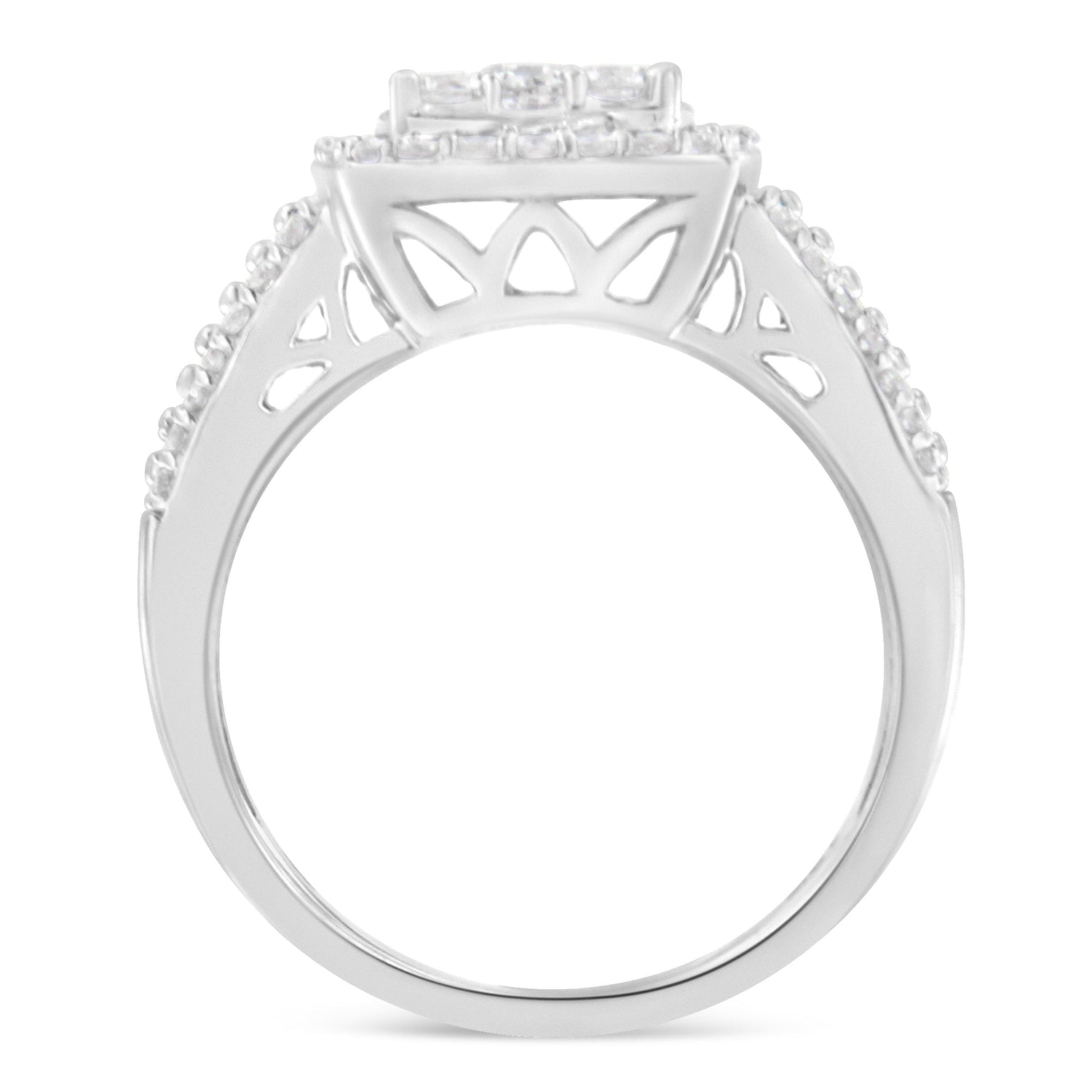 10K White Gold Diamond Cluster Ring (1 Cttw, H-I Color, I1-I2 Clarity) - Size 6-3/4 by Bids.com