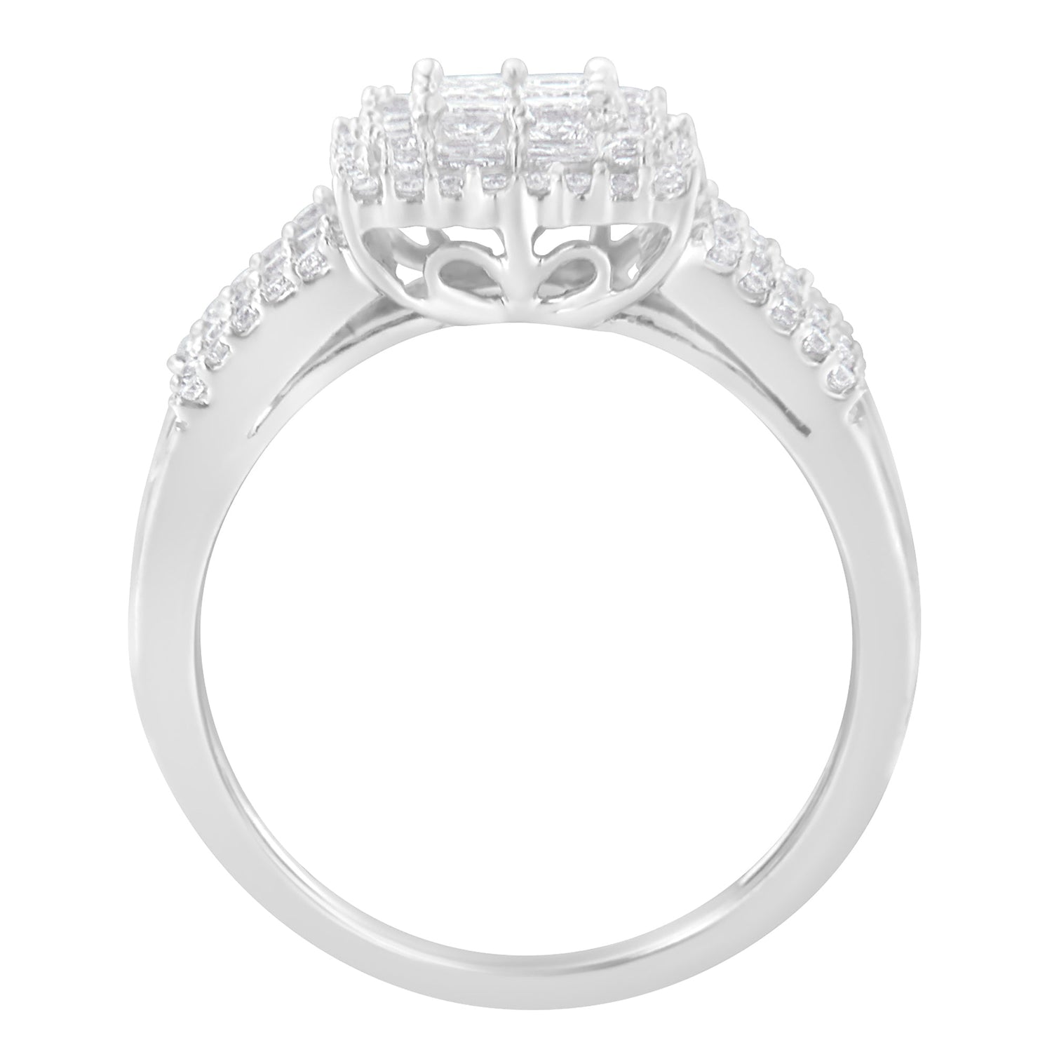 10K White Gold Diamond Cluster Ring (1 cttw, H-I Color, I1-I2 Clarity) by Bids.com