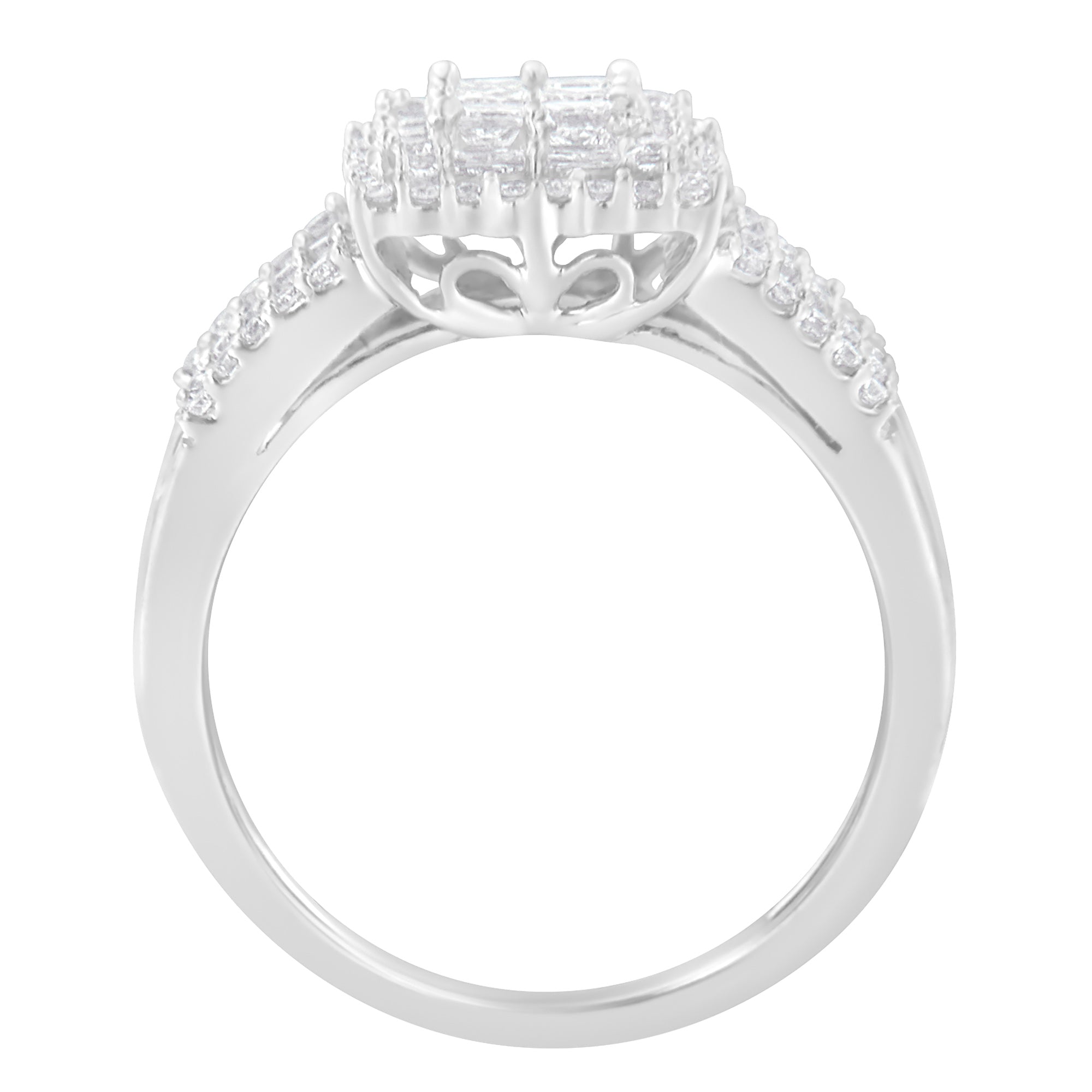 10K White Gold Diamond Cluster Ring (1 cttw, H-I Color, I1-I2 Clarity) by Bids.com