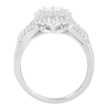 10K White Gold Diamond Cluster Ring (1 cttw, H-I Color, I1-I2 Clarity) by Bids.com