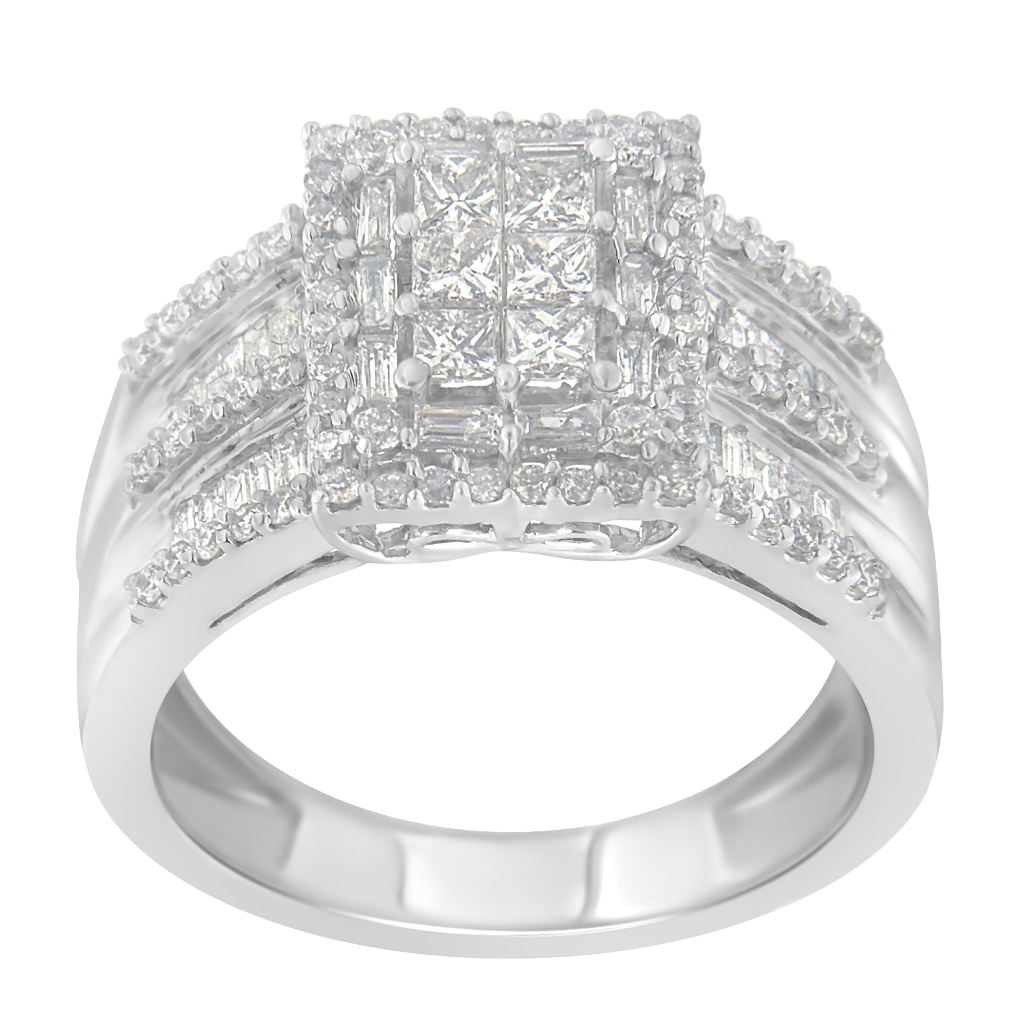 10K White Gold Diamond Cluster Ring (1 cttw, H-I Color, I1-I2 Clarity) by Bids.com