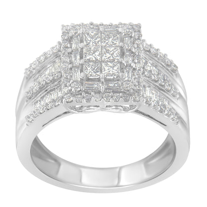 10K White Gold Diamond Cluster Ring (1 cttw, H-I Color, I1-I2 Clarity) by Bids.com