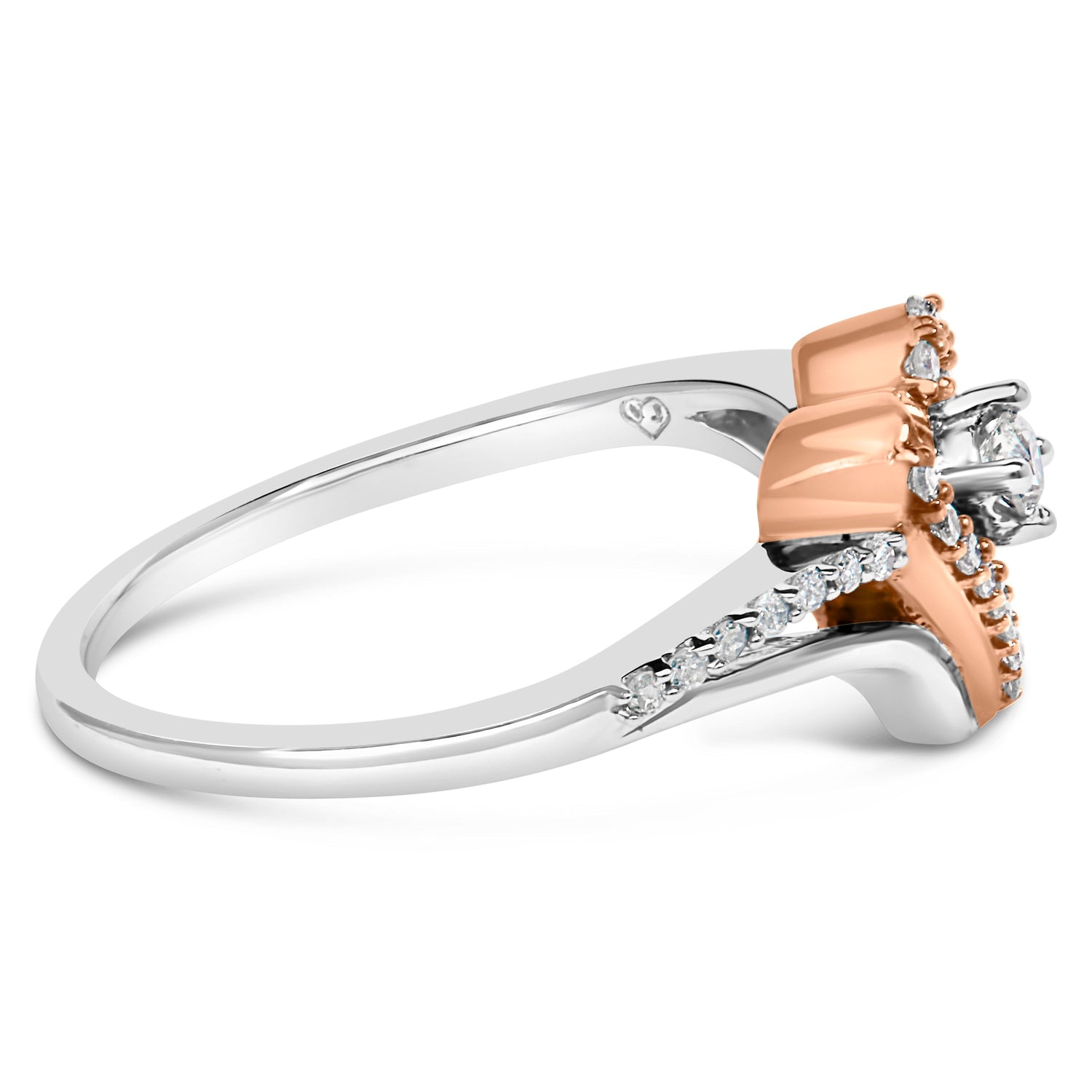 10K Rose Gold over .925 Sterling Silver â…• Cttw Diamond Split Shank Open Heart Cocktail Ring (I-J Color, I2-I3 Clarity)  DestGlow